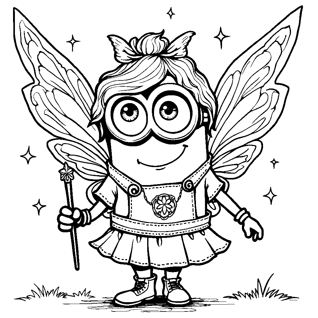 A minion dressed as a fairy with sparkling wings