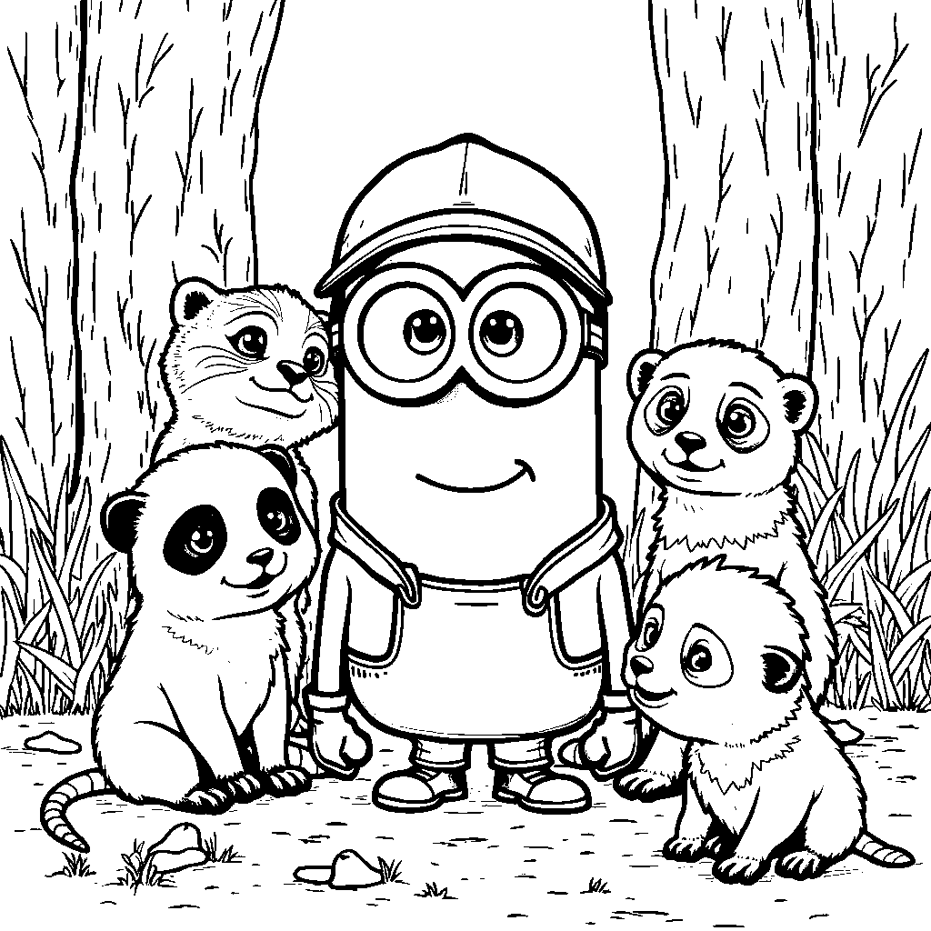 A minion taking care of cute animals at a zoo