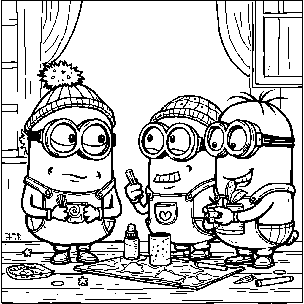 Minions creating fun crafts at an art festival