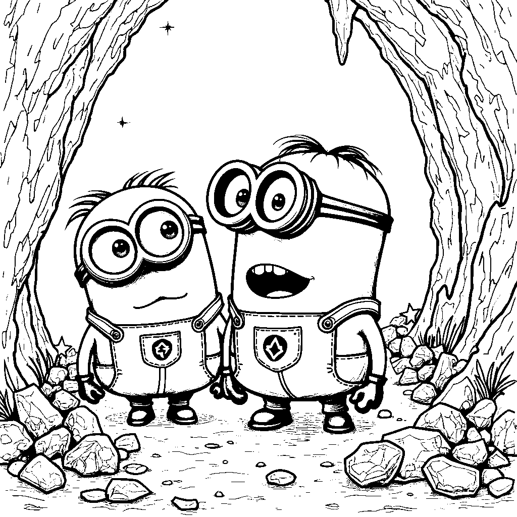 Minions discovering hidden caves and treasures