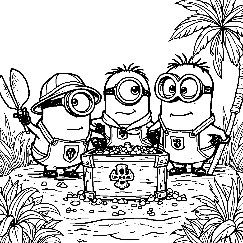 Minions going on a treasure hunt for buried treasure