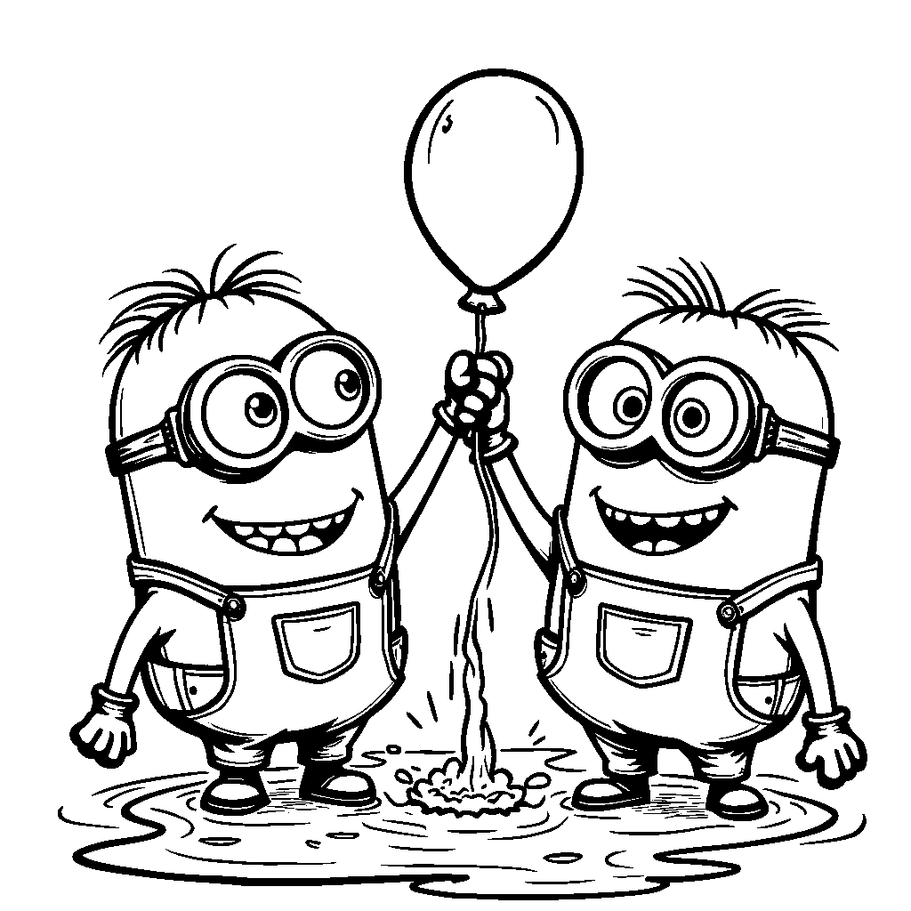 Minions having a fun water balloon fight