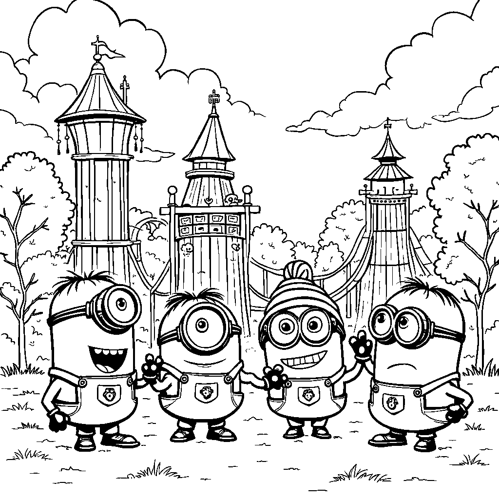 Minions having fun at a giant playground