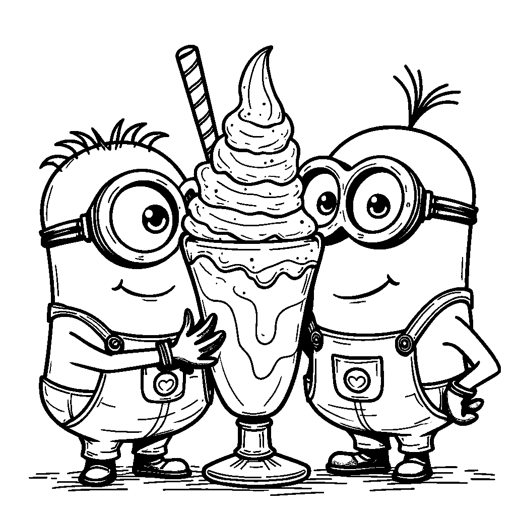 Minions making a giant ice cream sundae