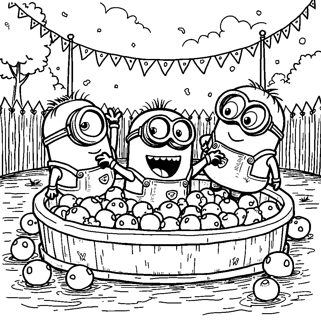 Minions playing in a ball pit at a playground