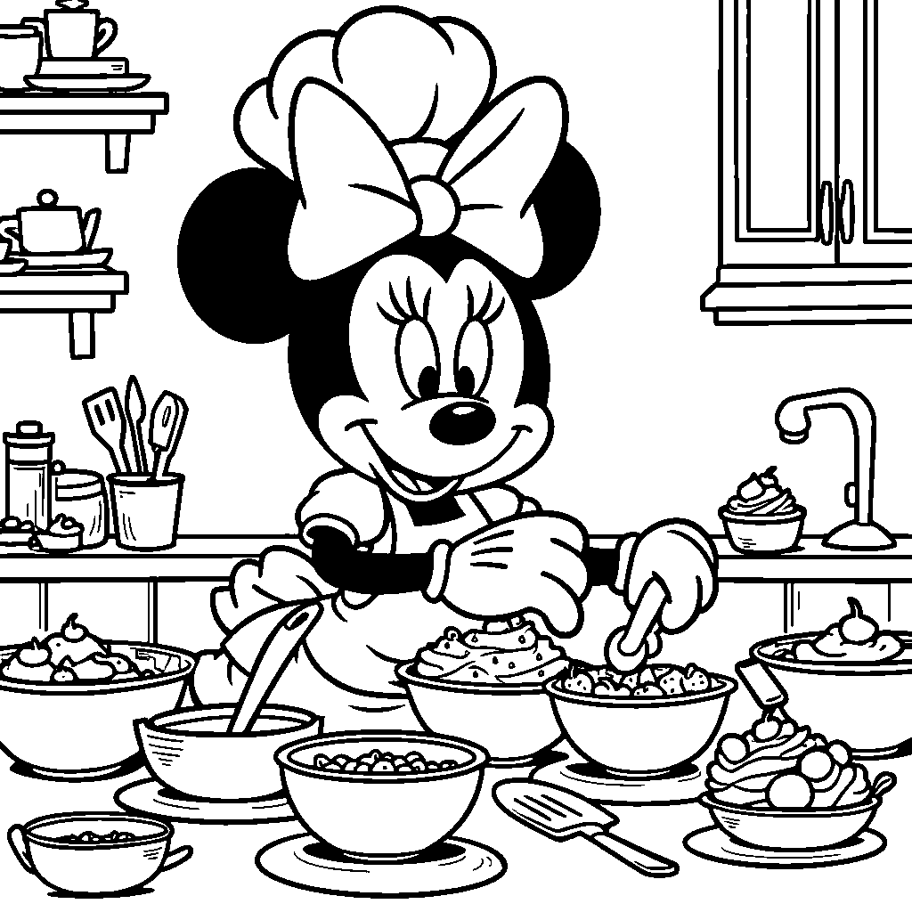 Minnie Mouse baking cupcakes