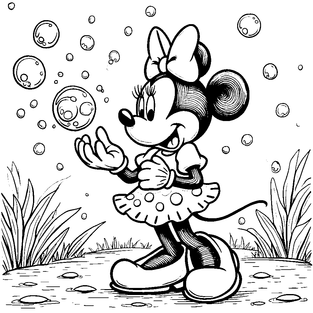 Minnie Mouse blowing bubbles