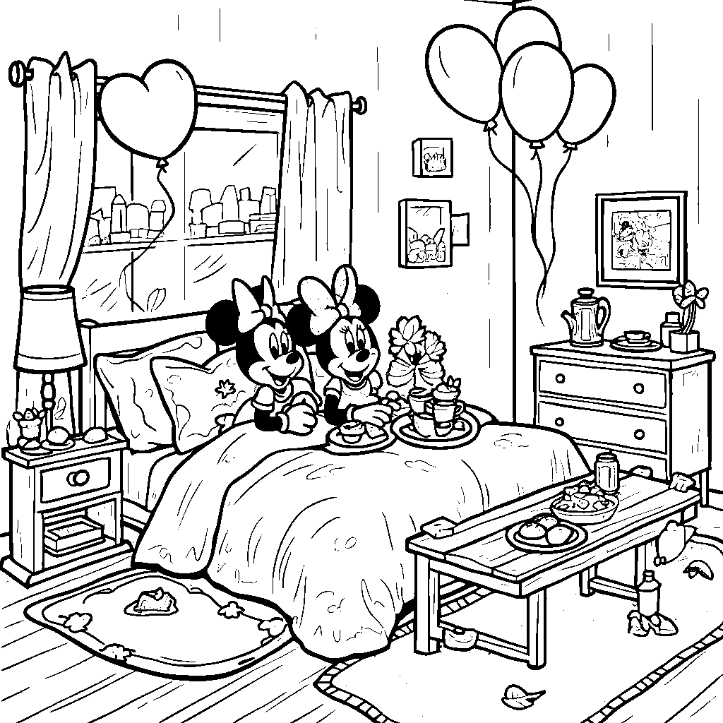 Minnie Mouse having a sleepover with friends