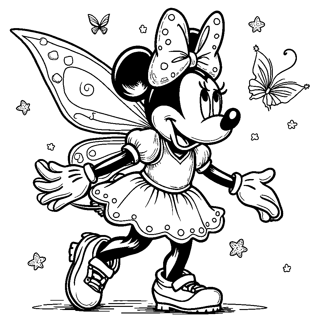 Minnie Mouse in a fairy costume with wings