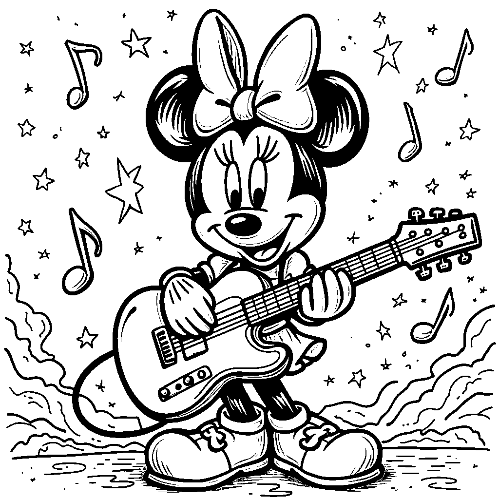 Minnie Mouse playing the guitar