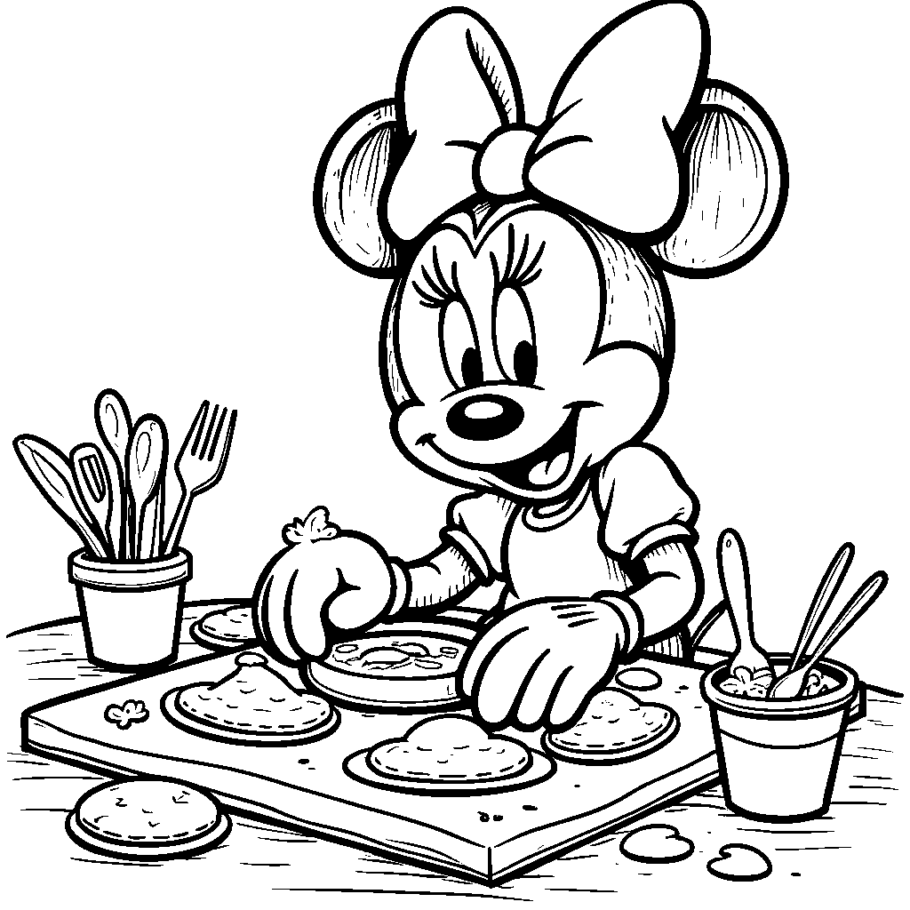 Minnie Mouse playing with playdough