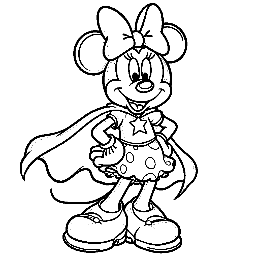 Minnie Mouse wearing a superhero cape