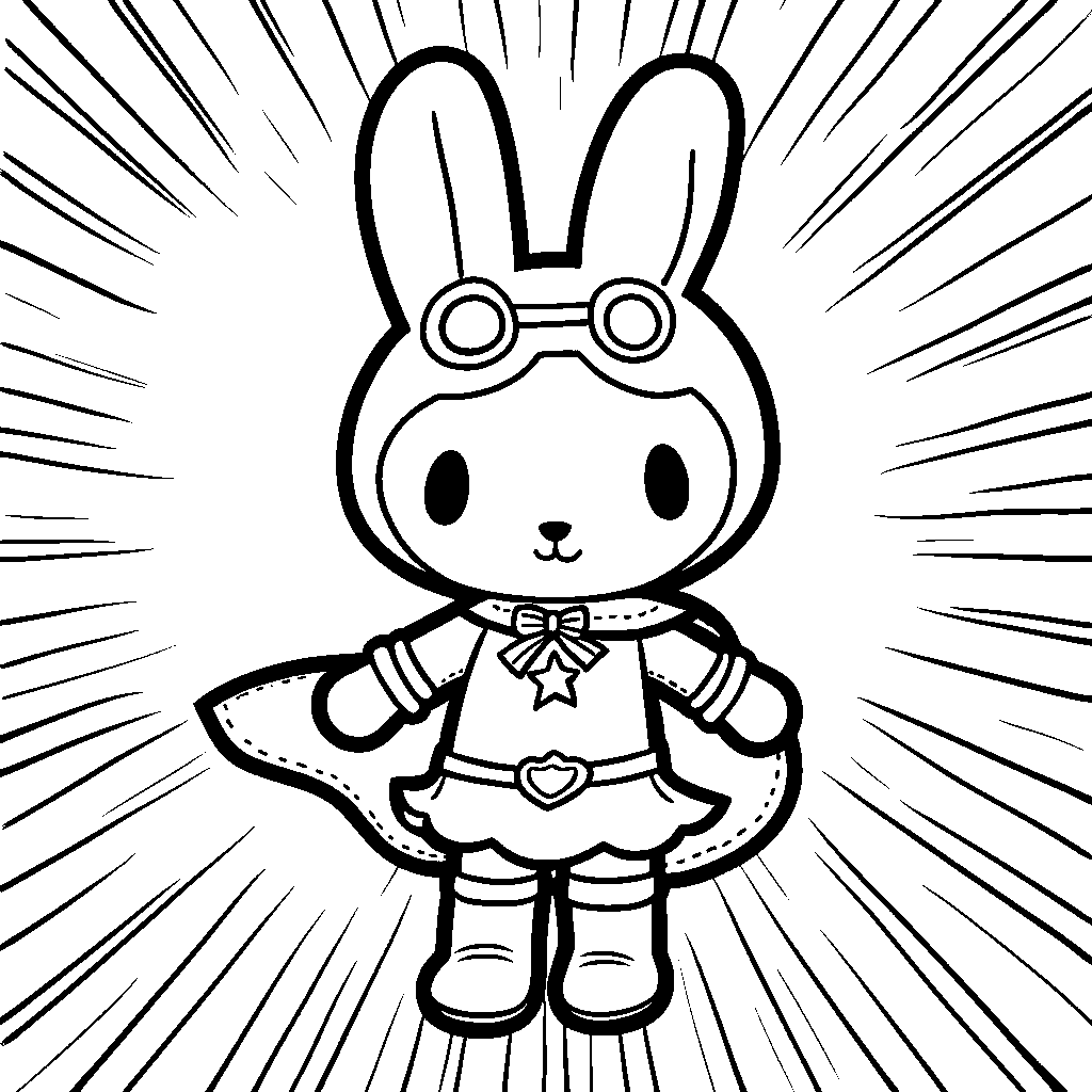 My Melody dressed as a superhero saving the day