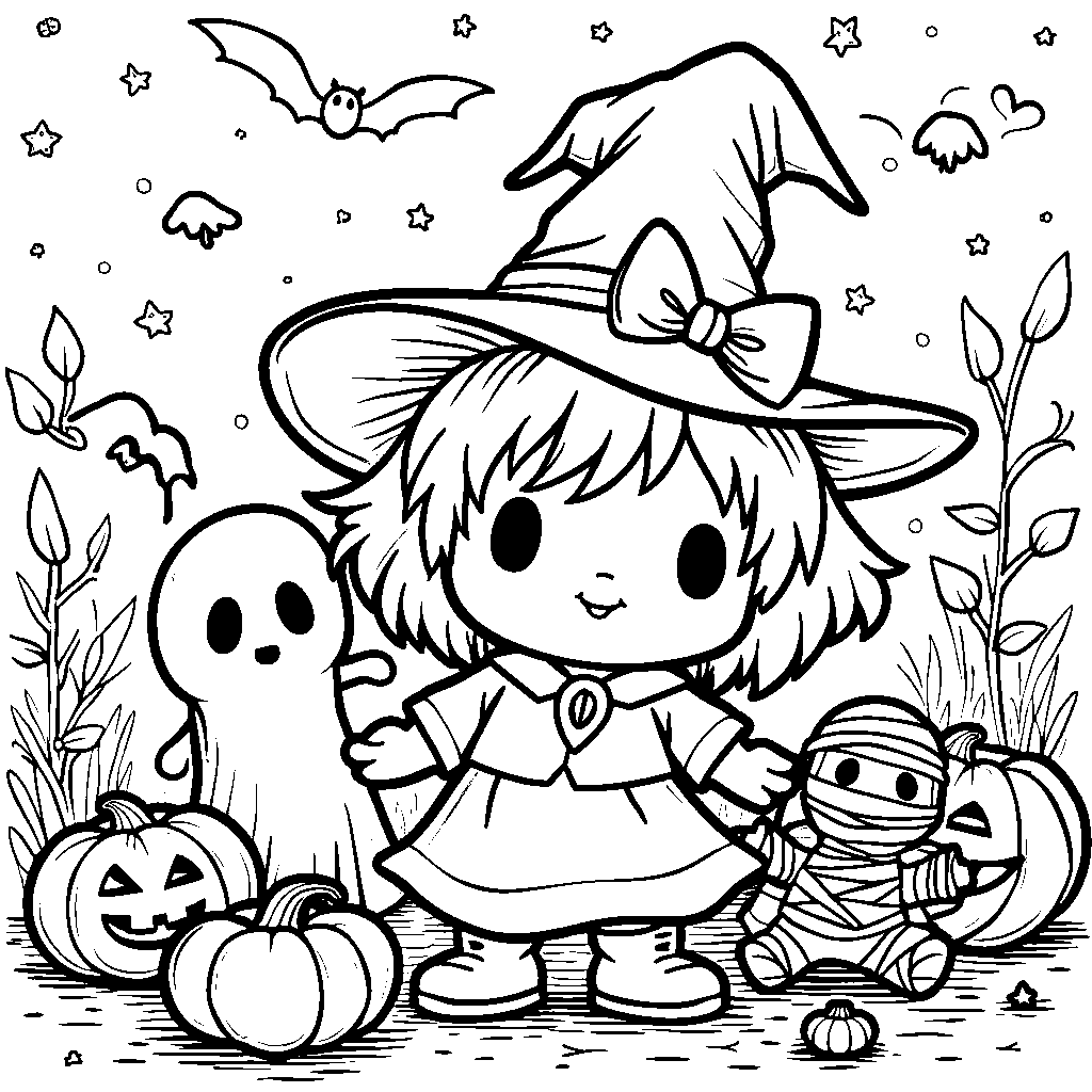 My Melody dressed up for Halloween with her spooky friends