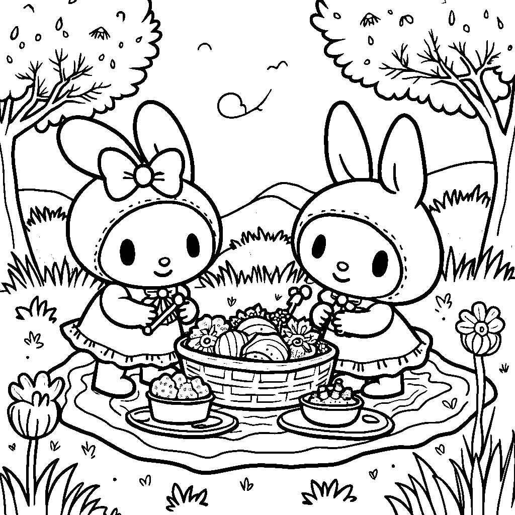 My Melody having a picnic with her friends