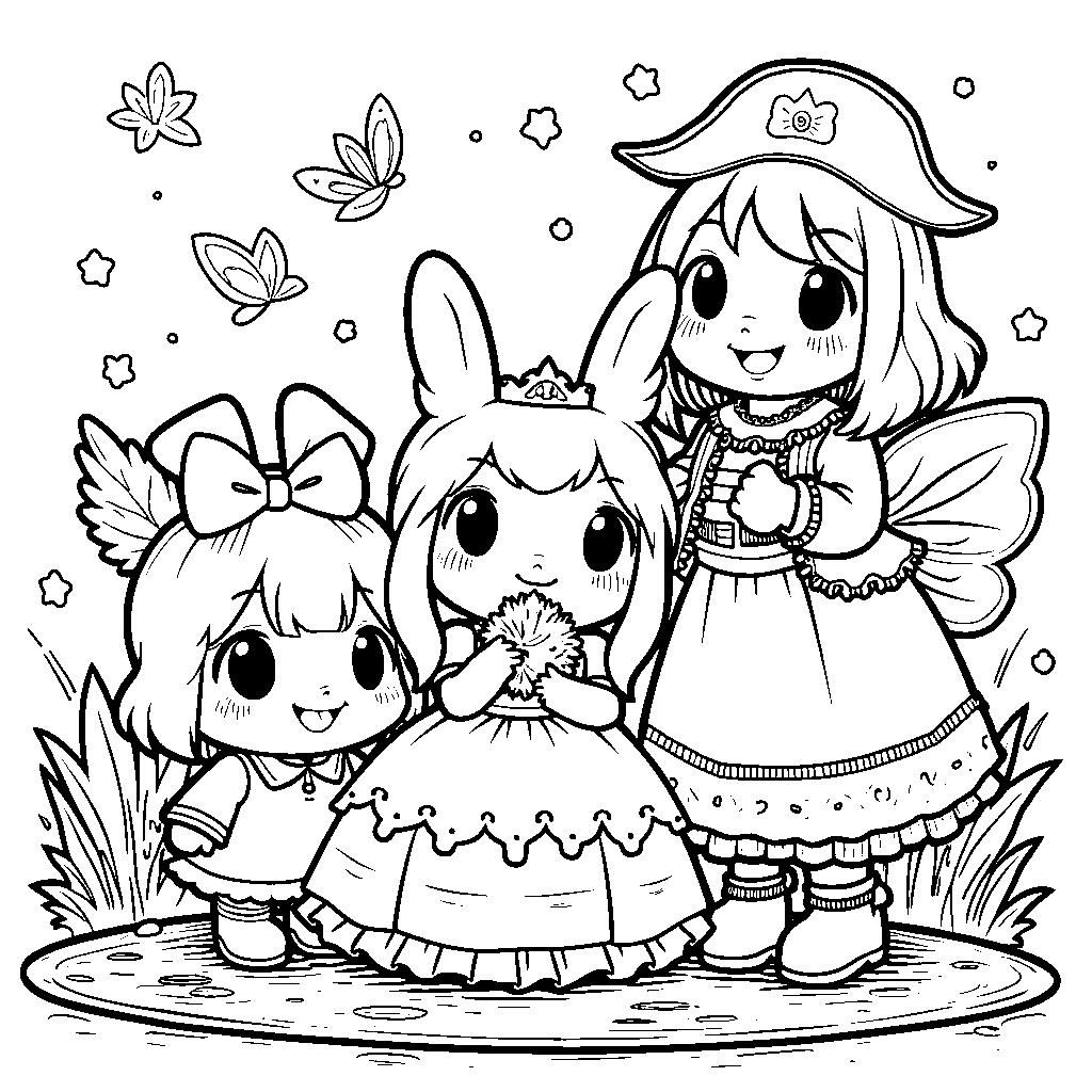 My Melody playing dress-up with her friends