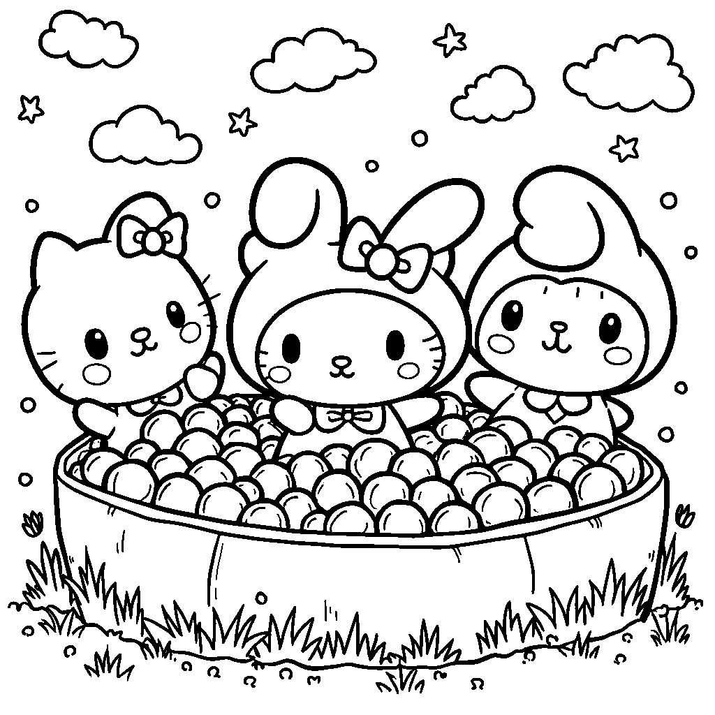 My Melody playing in a ball pit with her friends