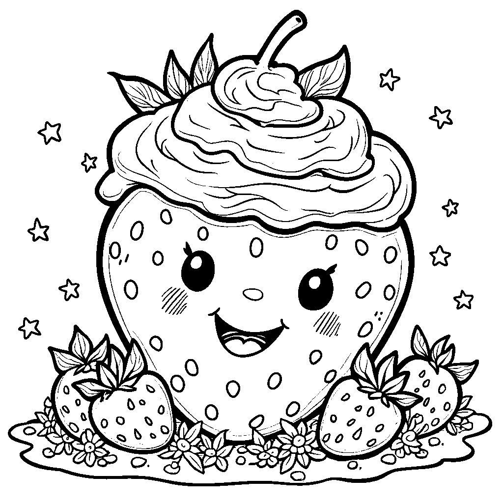 A giant strawberry shortcake with a smiley face