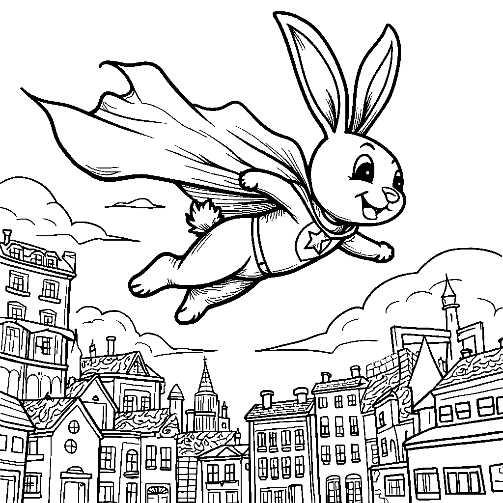 A superhero rabbit saving the world from an evil robot