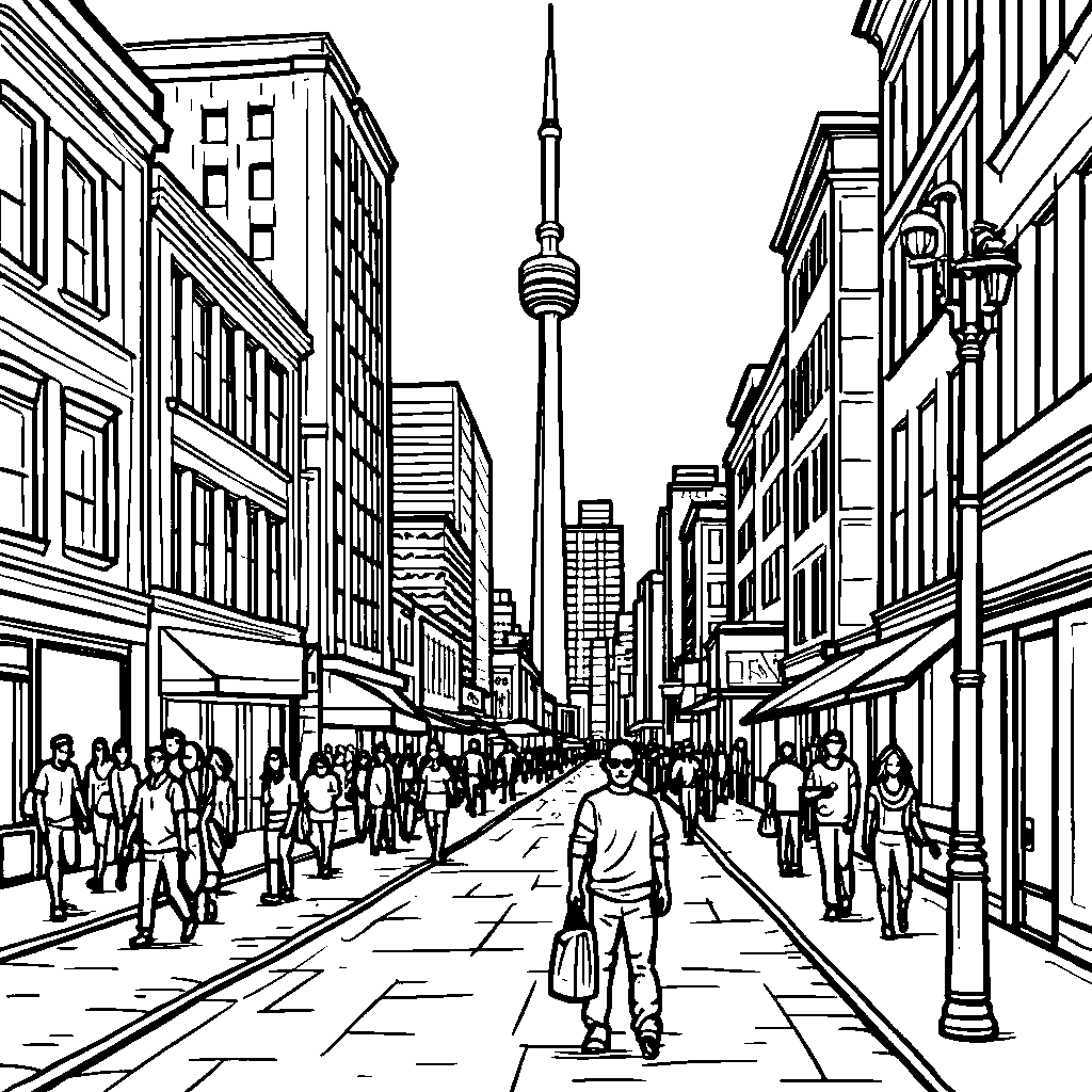 A busy city street in Toronto, Canada