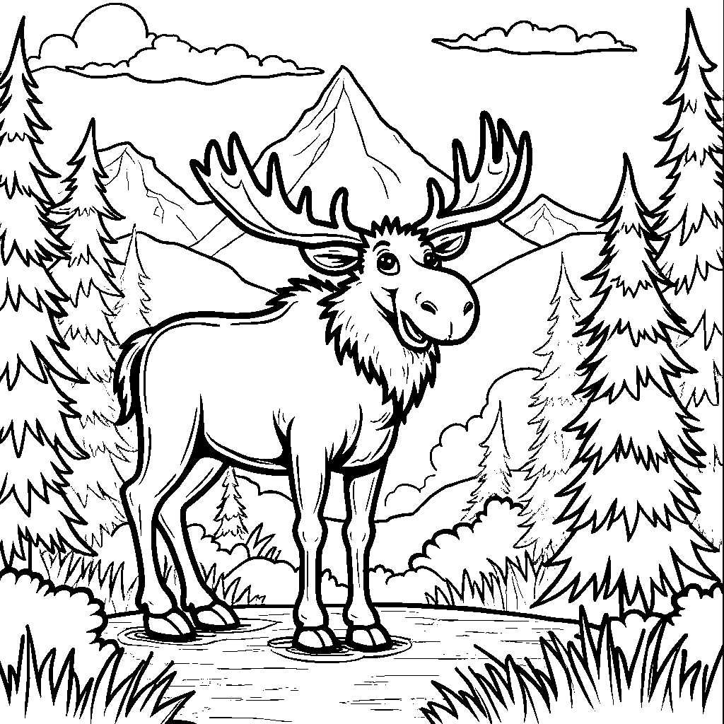 A happy moose in the Canadian wilderness