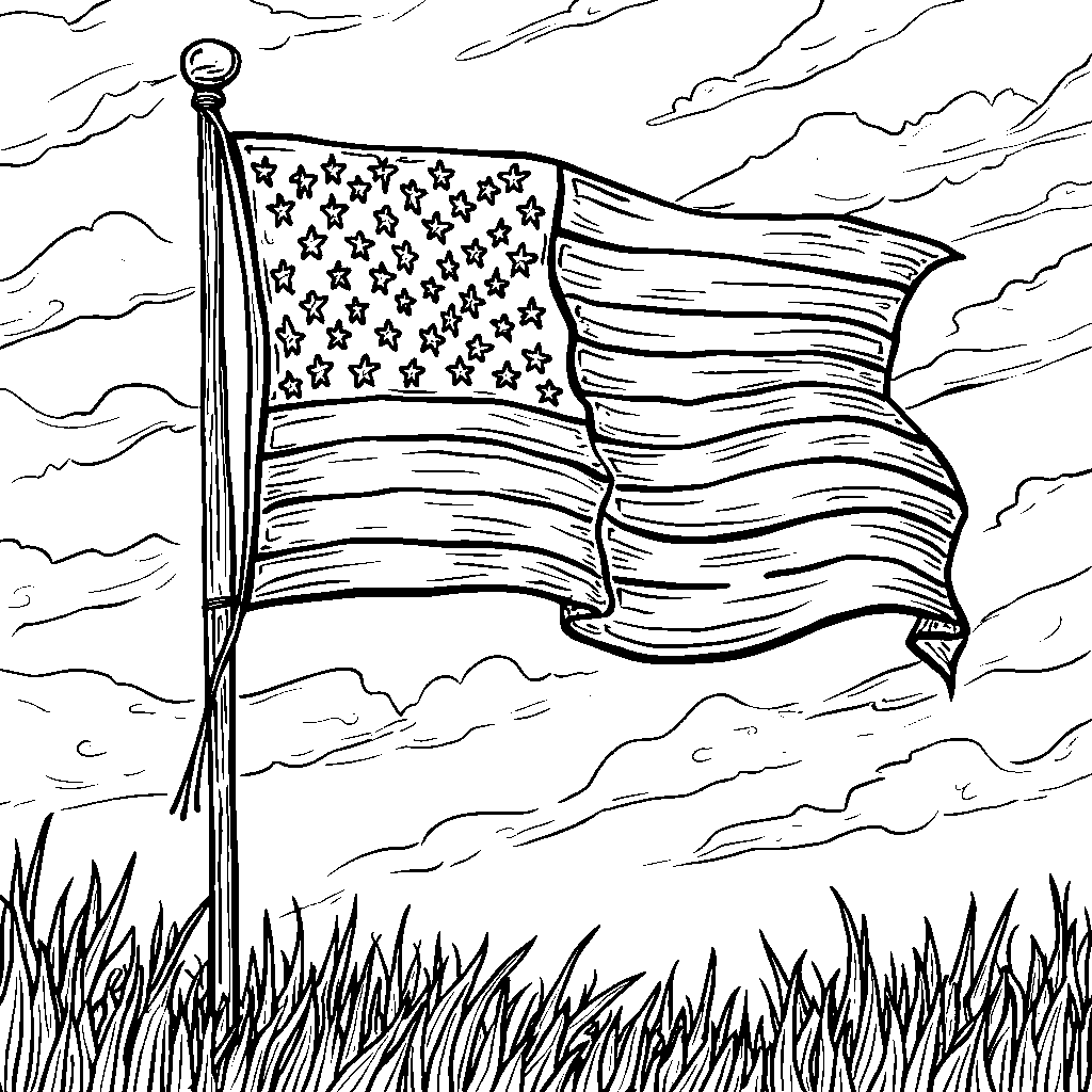 A proud American flag waving in the wind