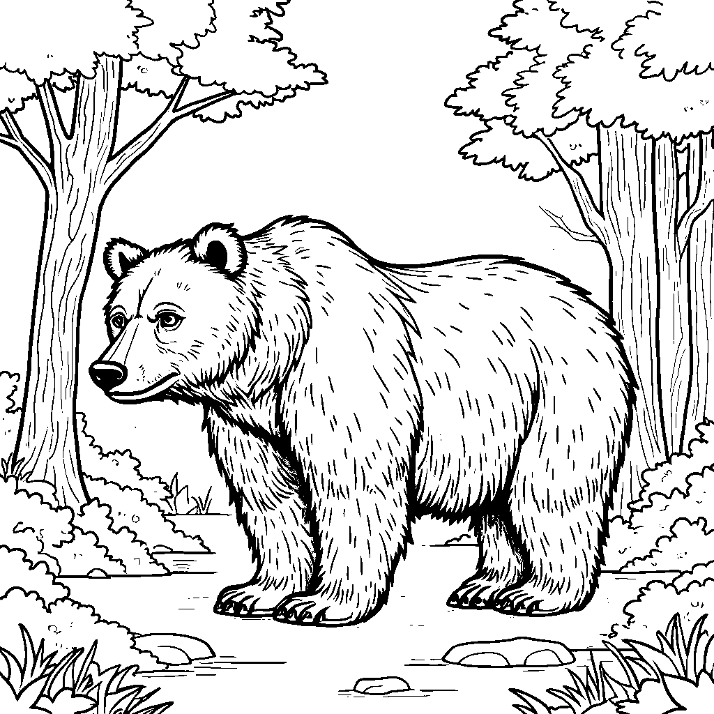 A majestic grizzly bear in the forest