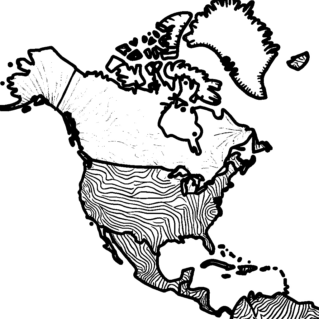 Map of North America with cartoon animals