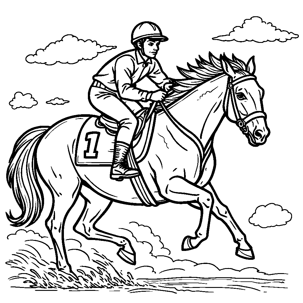 Number 1 riding a horse