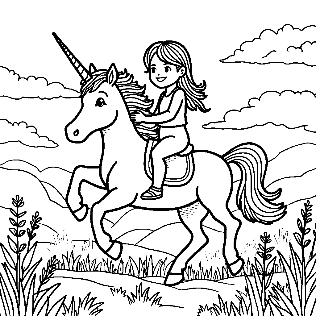 Number 1 riding a unicorn