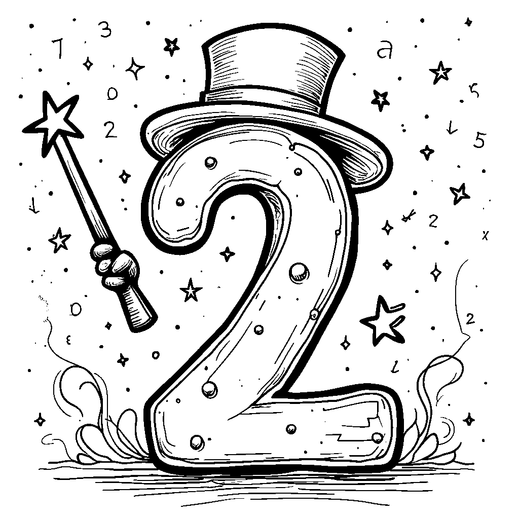 A number 2 wearing a top hat and holding a magic wand