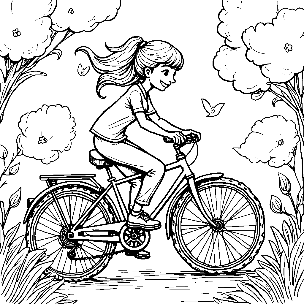 Number 2 as a bicycle riding through a park on a windy day