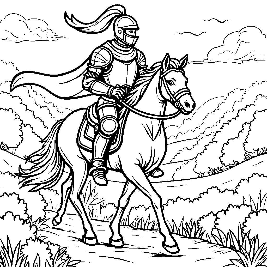 Number 2 as a brave knight riding a horse