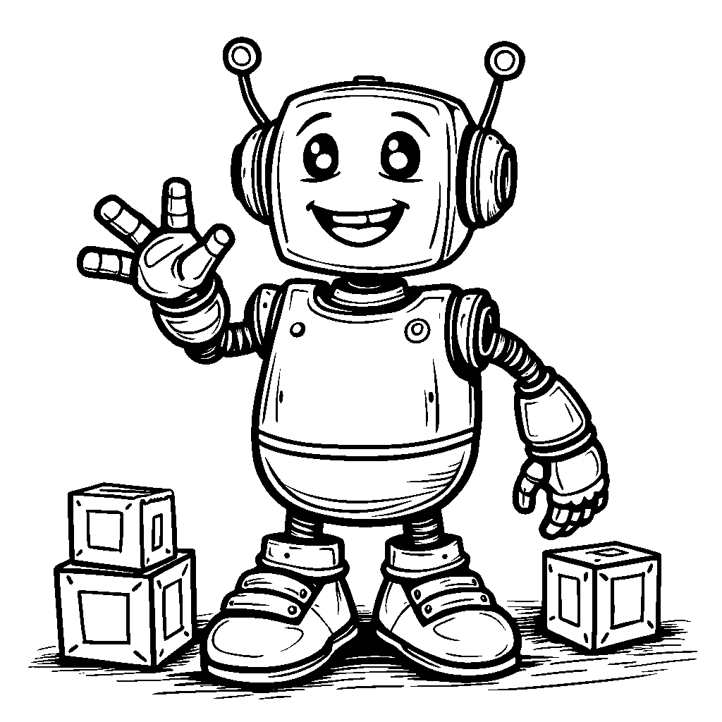 Number 2 as a friendly robot waving hello