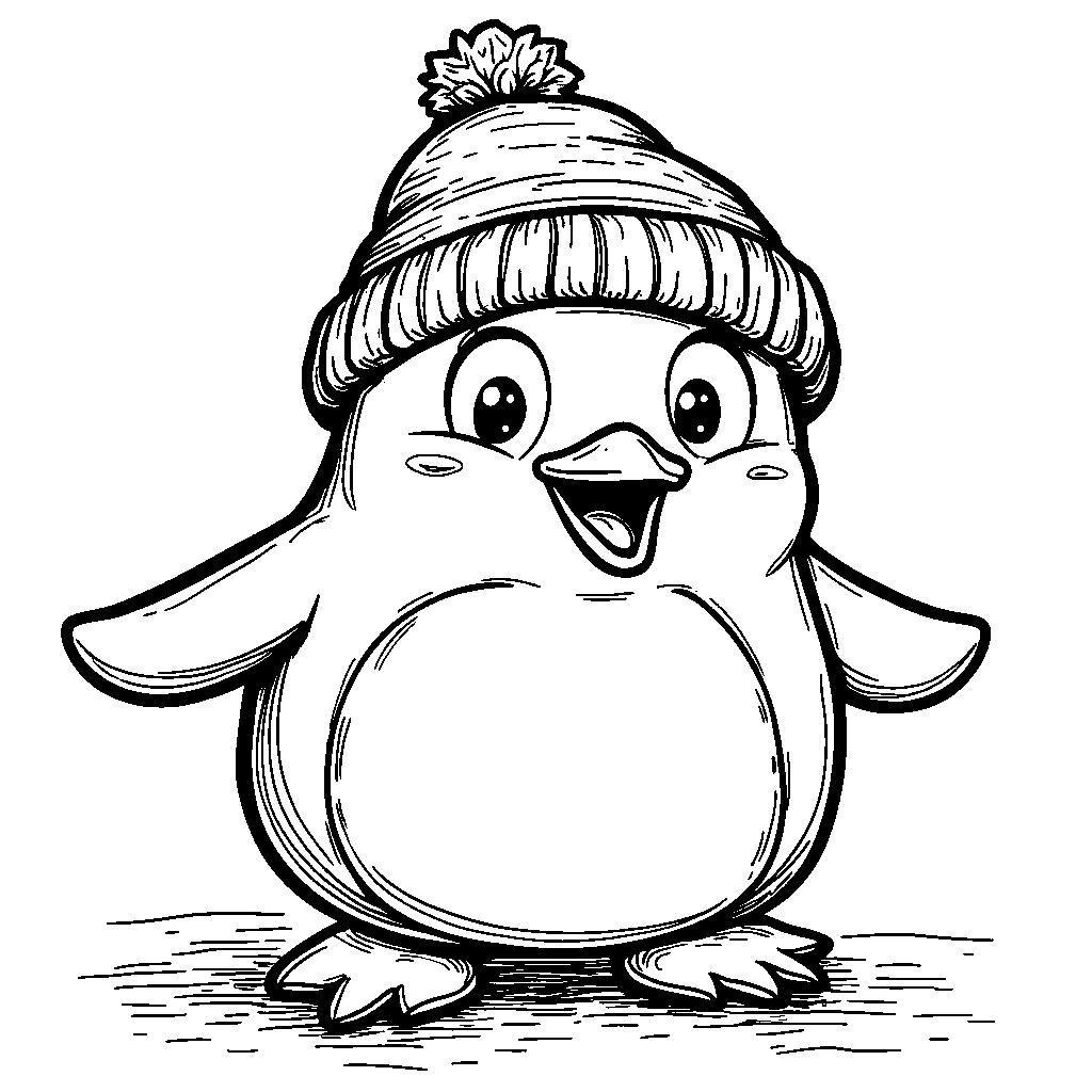 Number 2 as a happy penguin waddling on its feet