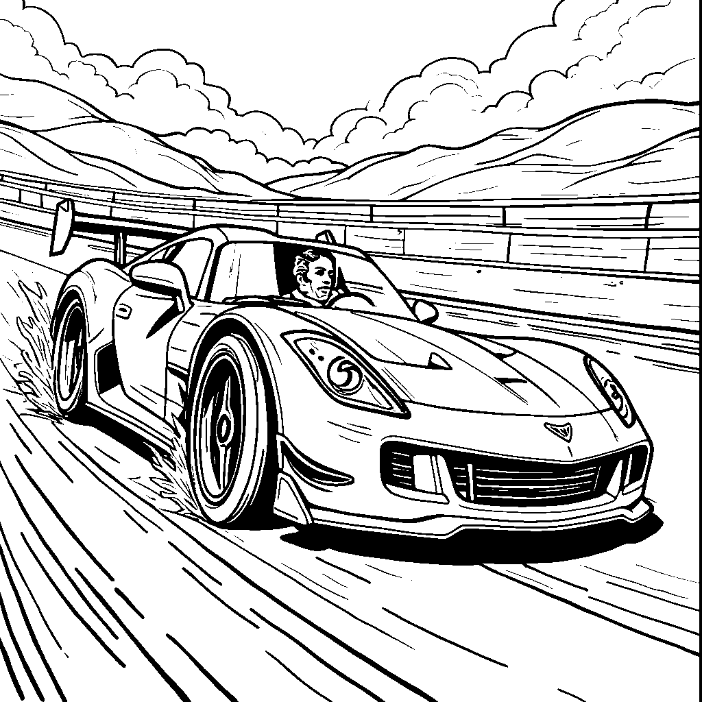 Number 2 as a speedy sports car racing around a track