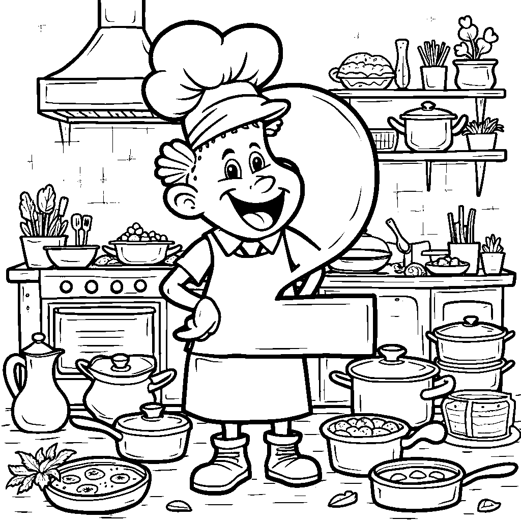 A number 2 wearing a chef's hat and cooking up a storm