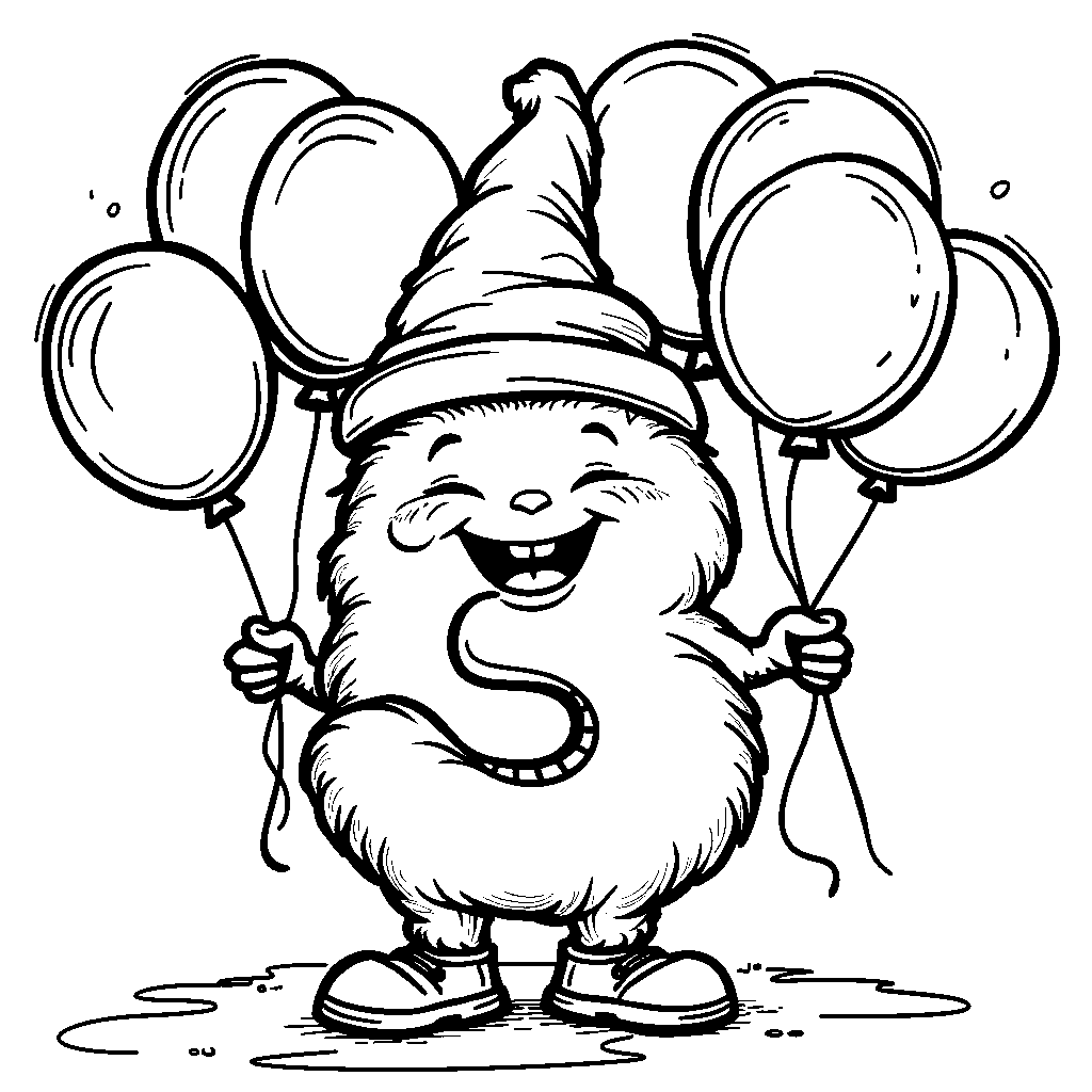 A cheerful number 3 character holding balloons