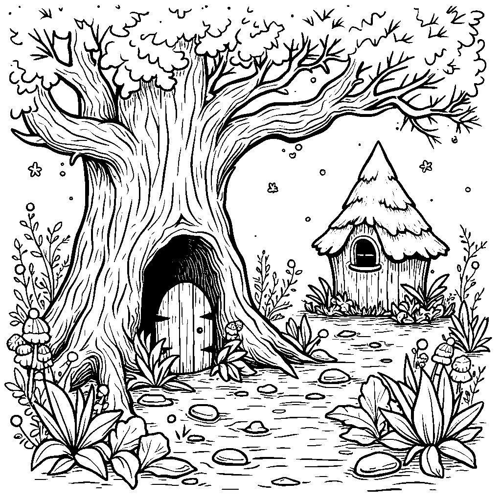 Three fairy houses hidden in a magical forest