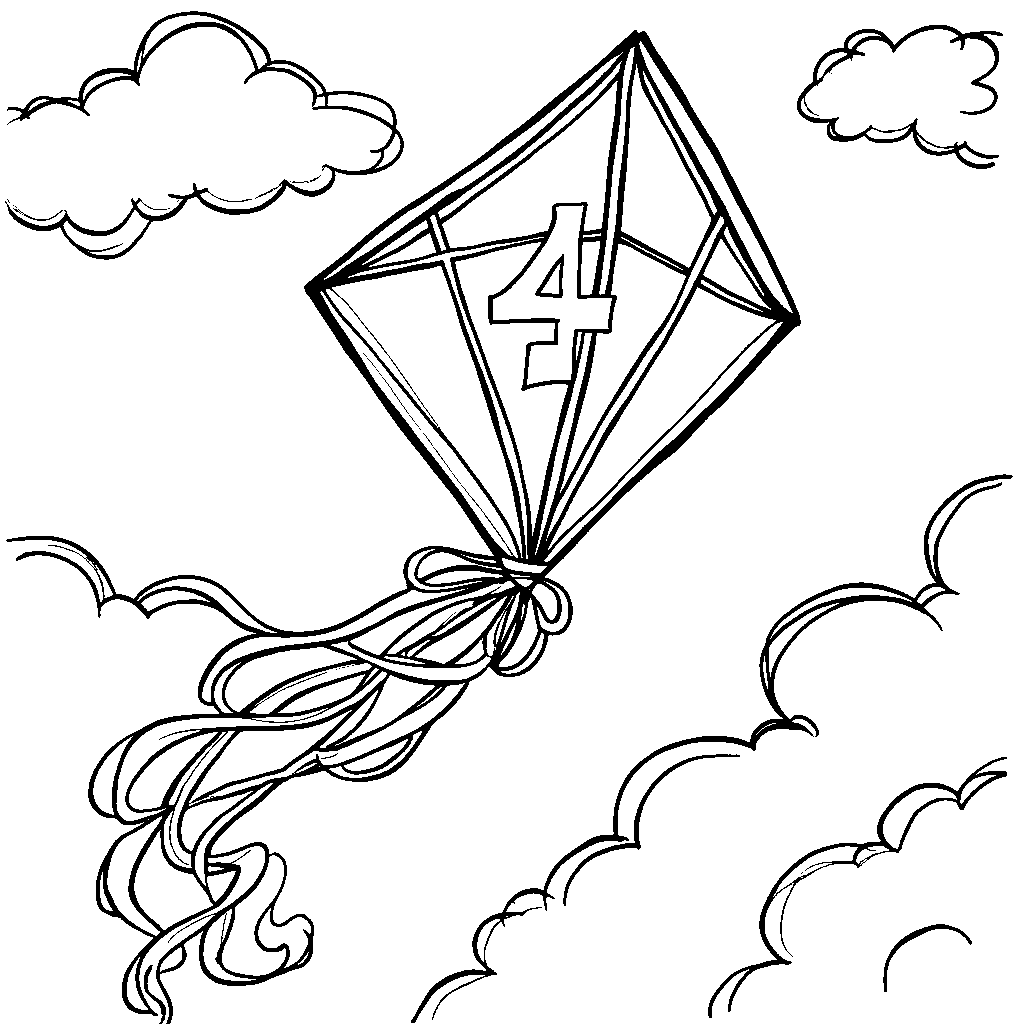 A kite with a number 4 on its tail