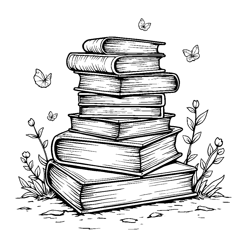 Four little books stacked on top of each other