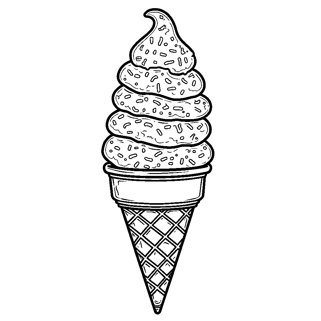 A five-flavored ice cream cone with sprinkles