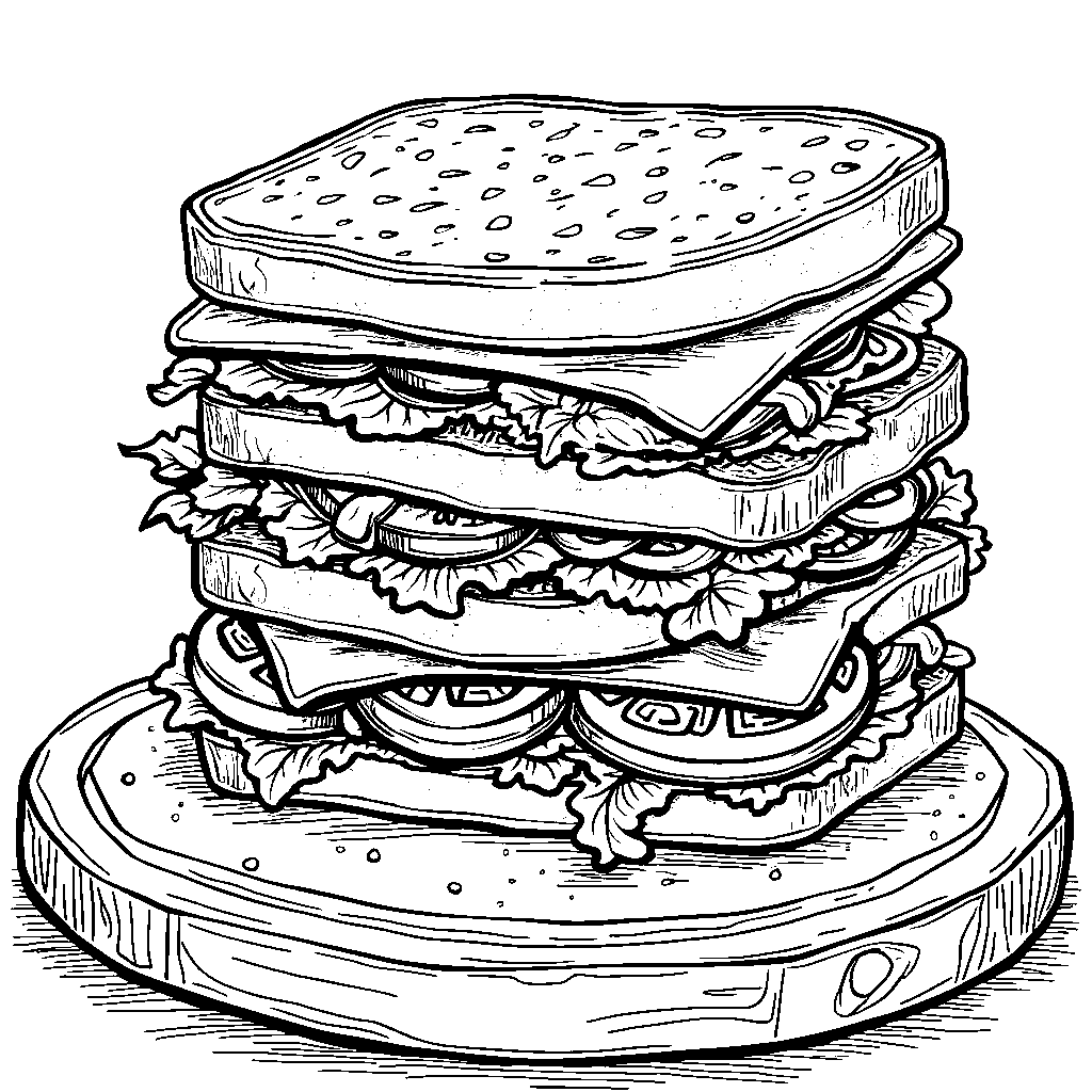 A five-layered sandwich with yummy fillings