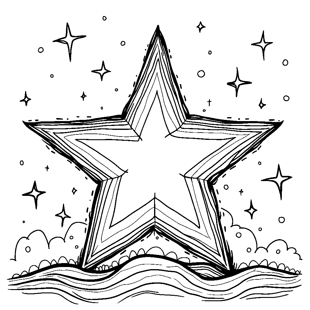 A five-pointed star shining bright at night