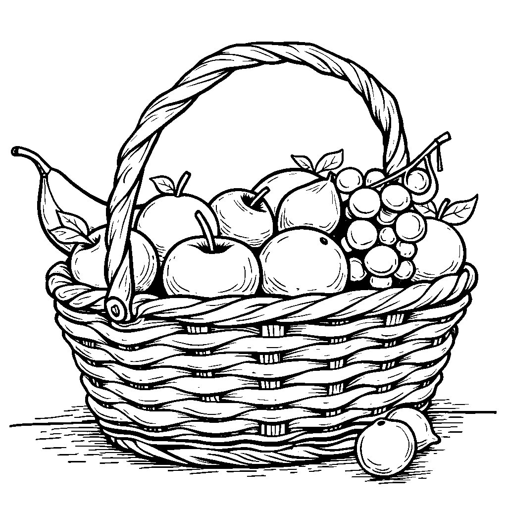 Five different types of fruit in a basket