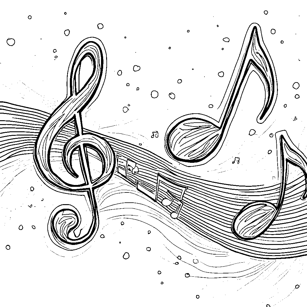 Five musical notes dancing in the air