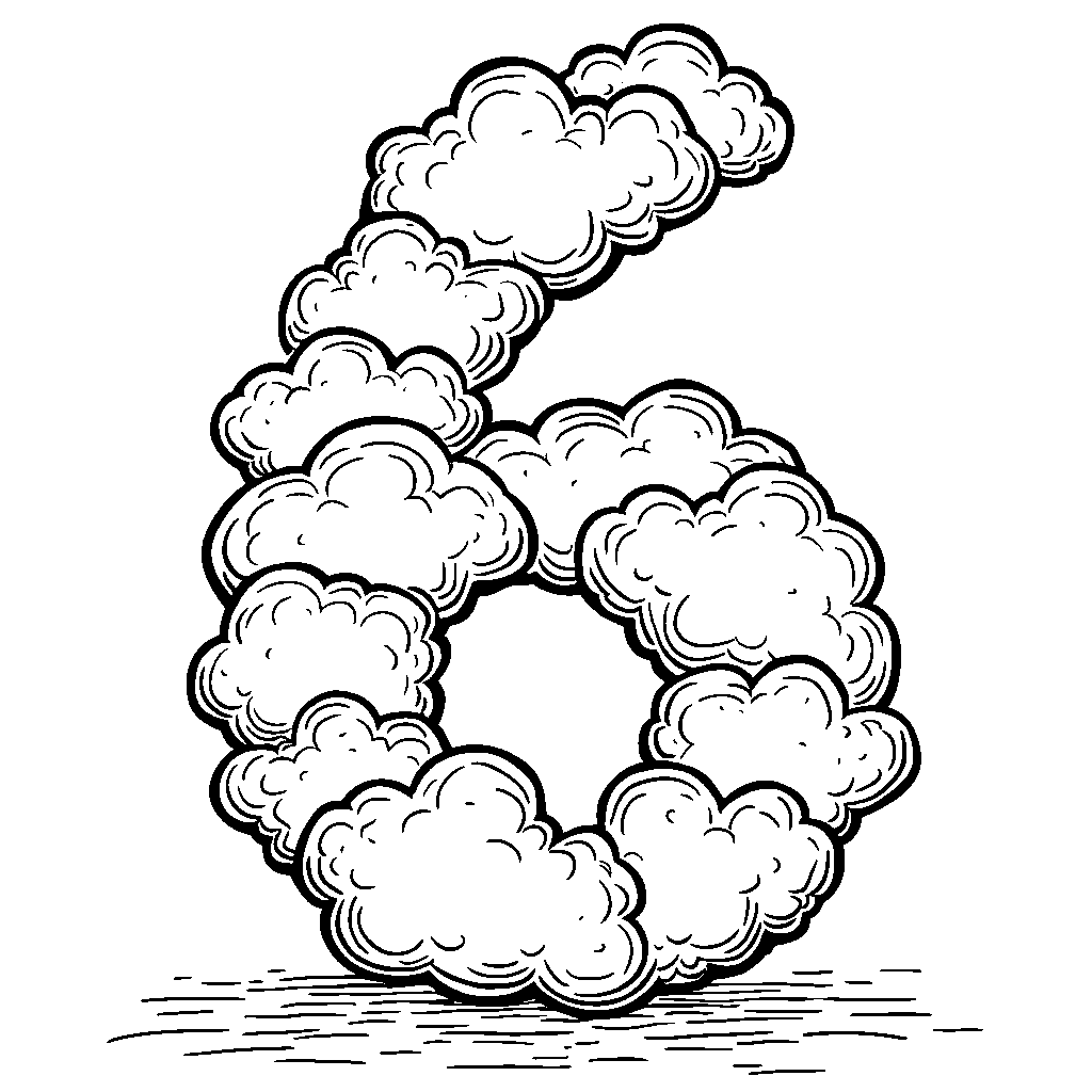 A number 6 made out of six tiny clouds