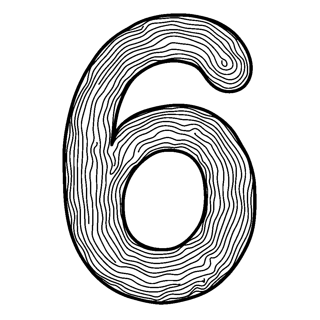 A number 6 made out of six wavy lines