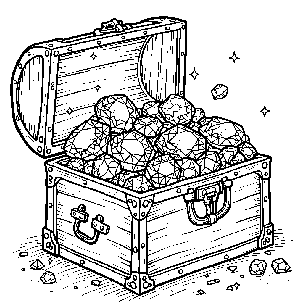 Six sparkly diamonds in a treasure chest