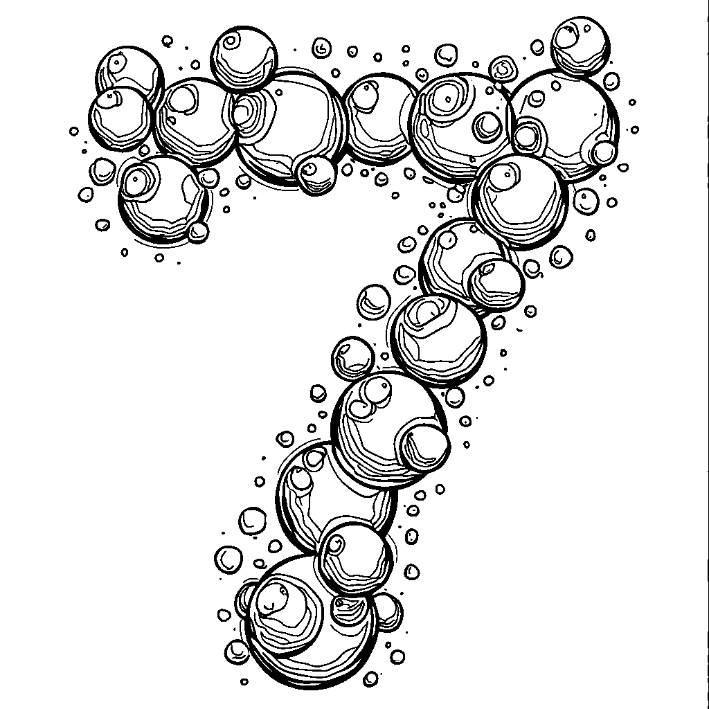 A number 7 made out of seven tiny bubbles